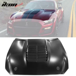 2015-2017 Ford Mustang Hood GT500 Style Black Car Hood Cover Aluminum
