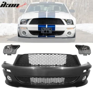 2005-2009 Ford Mustang GT500 Style Front Bumper Cover + Headlights PP